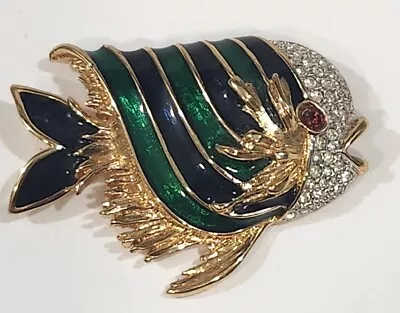 Vintage Dorlan Fish Enamel Gold Tone Brooch • $39