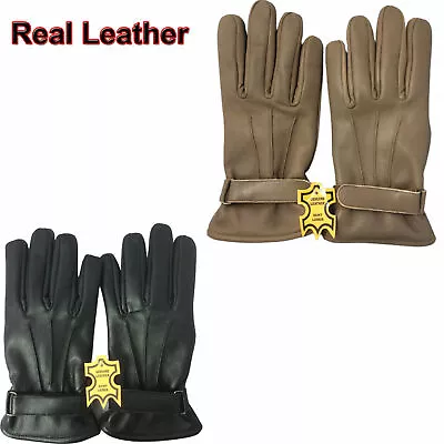 Real Leather High Quality Mens Dressing Driving Soft Gloves - Black Brown Tan • £7.25