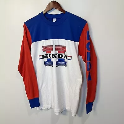 Vintage Honda Jersey Medium 70s 80s Dirt Bike Motocross Motorcycle Racing Tee • $67.45