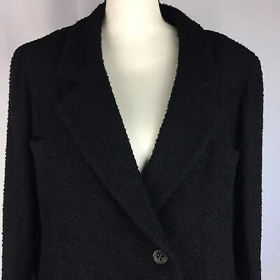 Chanel Tweed Boucle Classic Black Jacket 44 Pockets Silk Lined L/XL Logo Buttons • £1301.10