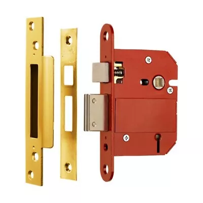 ERA Fortress BS 5 Lever Sashlock Door Lock 2brass Effect 2 Keys 64 Mm 362-32 • £12