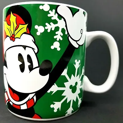  Disney Mickey Mouse Coffee Mug Cup Christmas Snowflakes Oversized Mug Euc • $22.77