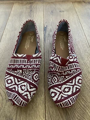 Toms Canvas Slipon Shoes Red And White Tribal/Southwestern Print • $15