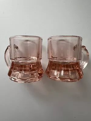 Vintage Pink Depression Glass Mini Beer Mug/Shot Glass/Valentine's Day SET Of 2 • $16.99