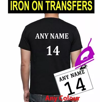 Personalised Custom Name & Number Iron On T Shirt Transfer Football Sports Style • £2.99