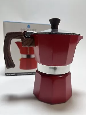 GROSCHE Milano Stovetop Espresso Maker Moka Pot 3 Espresso Cup - 5 Oz Red • $18.99