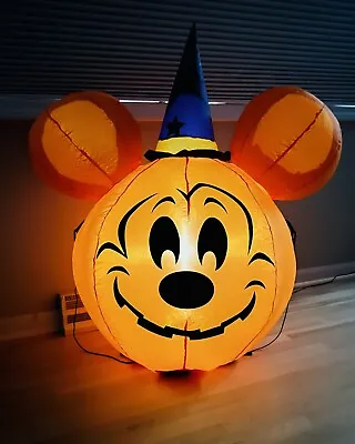 3.3ft Mickey Mouse Wizard Witch Pumpkin Airblown Inflatable Halloween Decoration • $36