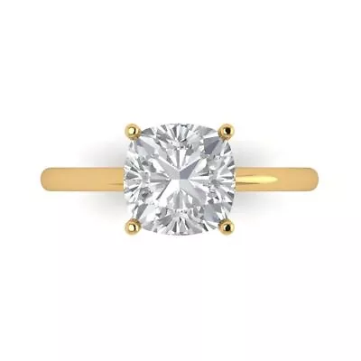 2.6ct Cushion Solitaire Simulated Engagement Anniversary Ring 14k Yellow Gold • $272.40