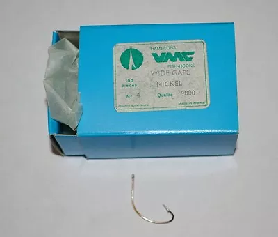 VMC Wide Gap Nickel Fish Hook Size 4 Box 100 Hooks 9800 Kahle • $11.95