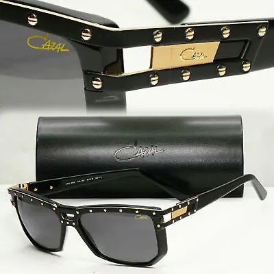 Cazal Black Gold Sunglasses Square Studs Mens Fashion Germany MOD 8028 COL 001 • $247.76