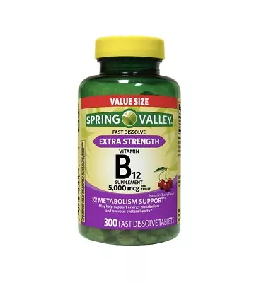 Spring Valley Fast Dissolve Extra Strength Vitamin B12 Supplement 5000 Mcg 300Ct • $20