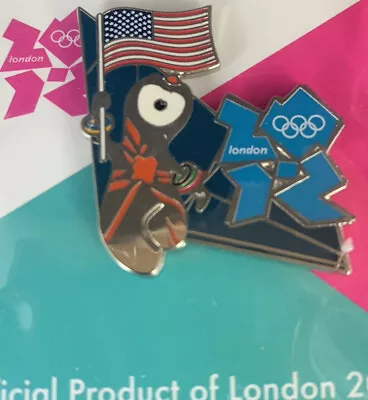 LOCOG London 2012 Olympics Official Logo W/ United States Flag Pin Pinback NEW • $29.99