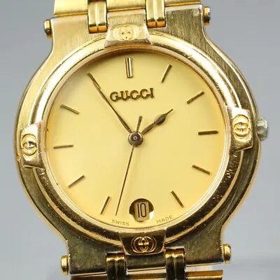 ▶[EXC+4] Vintage Gucci 9200M Gold Dial Quartz Date Unisex Watch From JAPAN T343 • $169.99