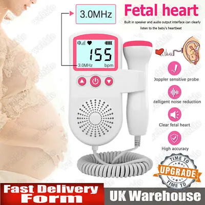 Baby Fetal Doppler Detector Heart Beat Rate Monitor Probe Prenatal Ultrasonic UK • £15.26