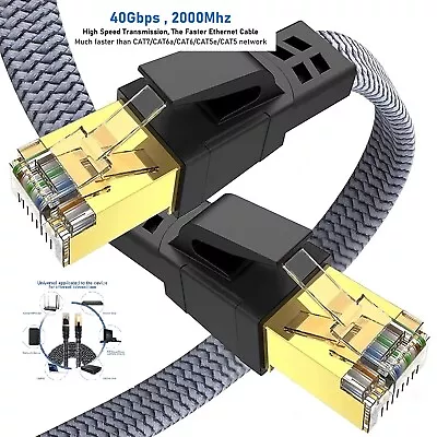 Braided 6FT-35FT  Heavy Duty Cat8 Ethernet Cable Super Speed 40Gbps/2000Mhz RJ45 • $11.99