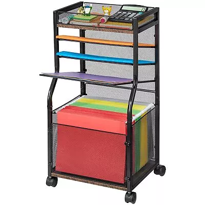 5-Tier Rolling File Cart With Hanging File Folders Mobile Desk File Organize... • $54.21