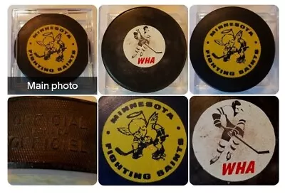 1974-75 WHA MINNESOTA FIGHTING SAINTS HOCKEY OLD GAME PUCK Stamped MADE N CANADA • $266.50