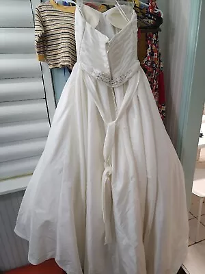 Womens 14 Wedding Dress Sleeveless Belt White Puffy MORI LEE • $150