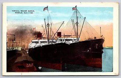 Mobile Alabama~Typical Wharf Scene~Ships~Passengers~Vintage Postcard • $3.70