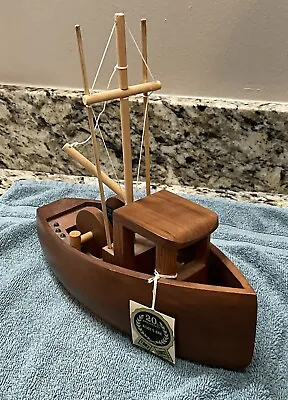 Vintage Hand Crafted Solid Wooden Boat Made By Alice’s Ark • $13.50