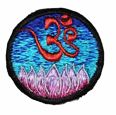 New Lotus Om Sew On Patch - 6cm - Hippy Ethical Upcycling Craft Hippie • £3.30