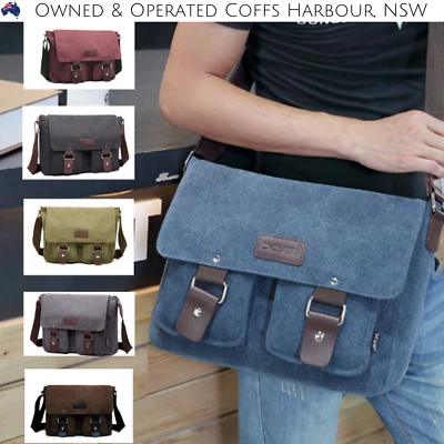 $37.92 • Buy Men Canvas Cross Body Shoulder Messenger Bag School Bags Vintage Travel Satchel