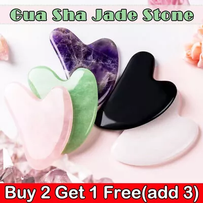 Genuine Natural Guasha Facial Jade Face Body Gua Sha Board Massager Face Tool UK • £9.59