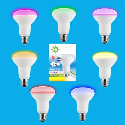 2x 7W LED R80 Coloured Reflector Disco Spot Light Bulb ES E27 Screw Lamp 85-265V • £12.98