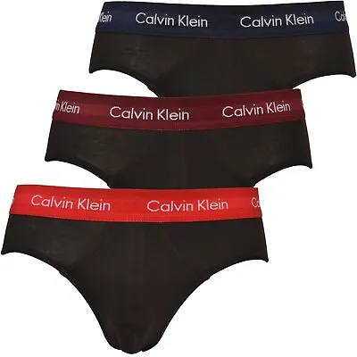 Calvin Klein U2661G-9IJ Authentic Mens Cotton Briefs 3 Pack Navy/Burgundy/Red • £29.99
