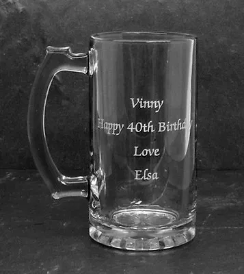 £9.99 • Buy Personalised Engraved Glass Tankard Birthday 40th 50th 60th  In Blue Gift Box LH
