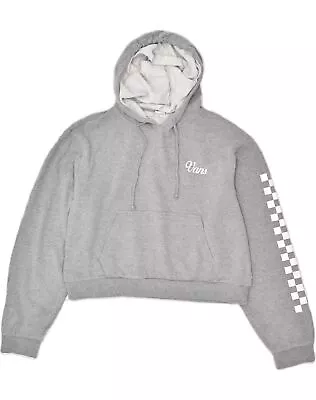 VANS Womens Crop Graphic Hoodie Jumper UK 16 Large Grey Cotton X207 • £12.77