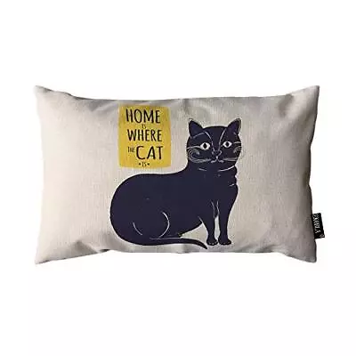 EKOBLA Throw Pillow Cover Cat With Home Is Where The Cat Is Hand Drawn Letter... • $17.99