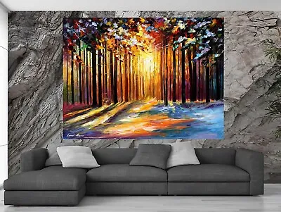 Leonid Afremov JANUARY MORNING SUN Painting Canvas Wall Art Picture Print HOME • £26