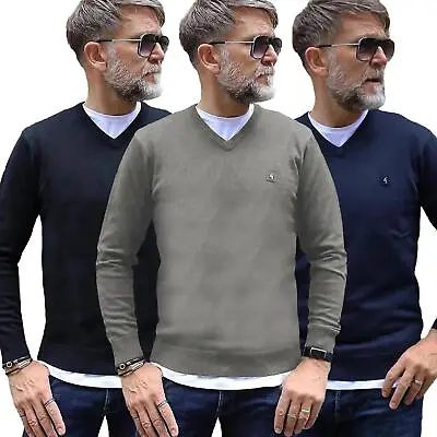 Gabicci Mens Knitted Jumper Long Sleeve V-Neck Knit Winter Warm Pullover Sweater • £24.99