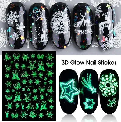 3D Nail Art Sticker Holographic Butterfly Christmas Snowflake Mermaid Tail NS38 • $2.49