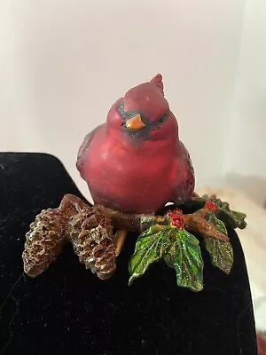 Red Cardinal Ornament Clip-on Christmas Holly Branch Decor • $12.99