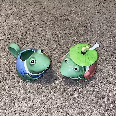 Set Of 2 VTG Handpainted Frog Teapots Design By Mary Ann Baker AS-IS! SEE! • $19.99