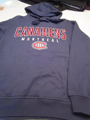 New Nhl Mens Giii Montreal Canadiens Hockey Hooded Hoodie Sweatshirt Blue Lg • $24.29