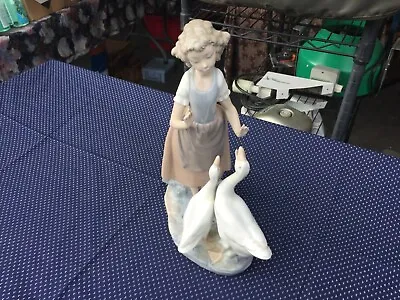 NAO By Lladro Sculpture  Girl With Geese W-61/61A • $29.39