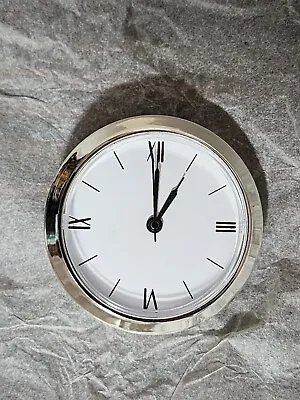 Mini Clock Insert 1 5/8inch 41mm Round Miniature Clock White Silver.  • $10