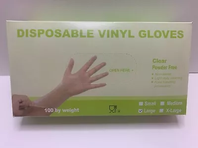 Large Vinyl Gloves Latex Free Rubber Disposable Clear 100-Count Powder Free  • $4.95