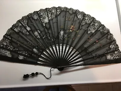 Vintage Black Lace Hand Folding Fan • $25