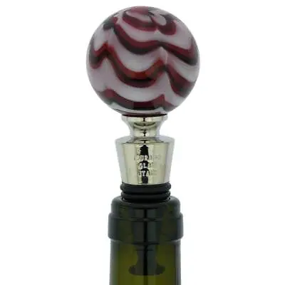 GlassOfVenice Murano Glass Bottle Stopper - Festooned Red • $59.95