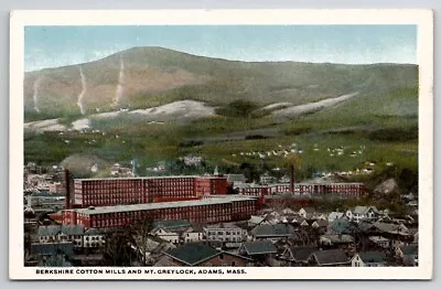 Adams MA  Berkshire Cotton Mills And Mt Greylock Postcard A41 • $9.95