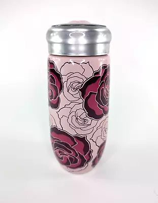 Teavana Infuser Travel Ceramic Tumbler Pink Roses Flowers W Lid • $26.99