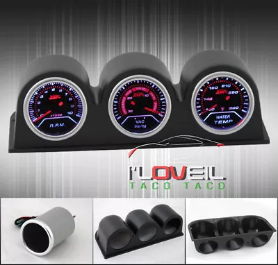 Tachometer + Vacuum Vac Gauges + Water Temp + Led Display Dash Mount Pods Holder • $64.99