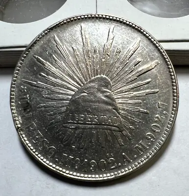 1902 MO AM MEXICO Silver PESO Cap And Rays  KM # 409.2 • $100