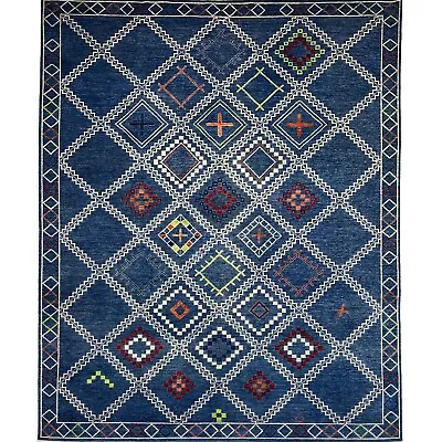 Handmade (9' X 12') Blue Southwestern Gabbeh Wool Area Rug • $2595