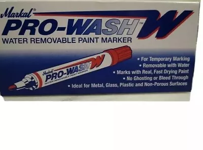 NEW Box Of 12 PRO WASH WATER REMOVABLE PAINT MARKERS - BLACK - 97033 - Markal • $18.50