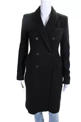 Zara Woman Womens Collared Long Sleeve Button Up Longline Coat Black Size S • $42.69